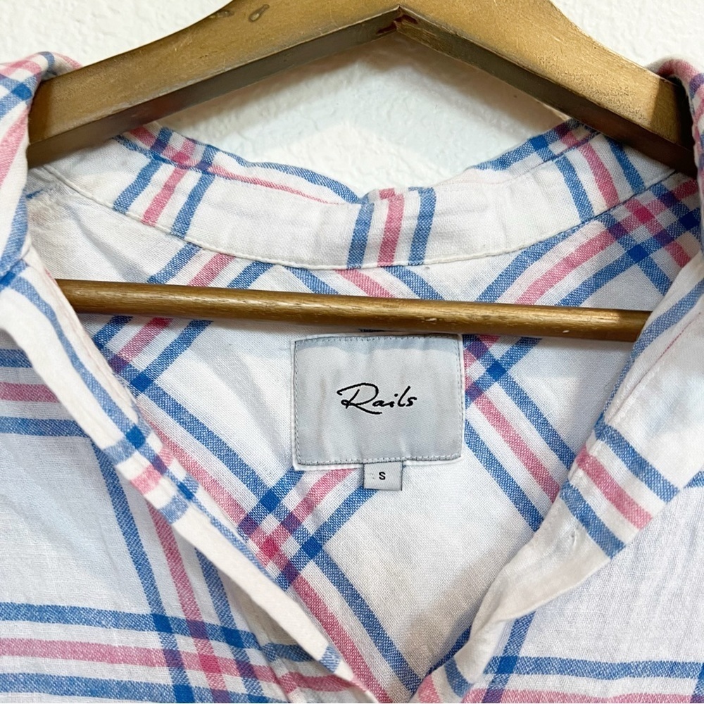 Rails- Whitney Raspberry Azure Linen Too Small - image 4